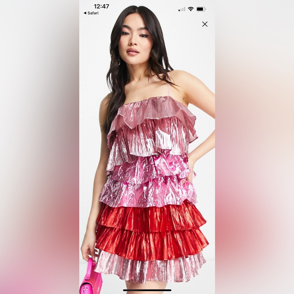 ASOS Collective The Label Tiered Metallic Dress NWT